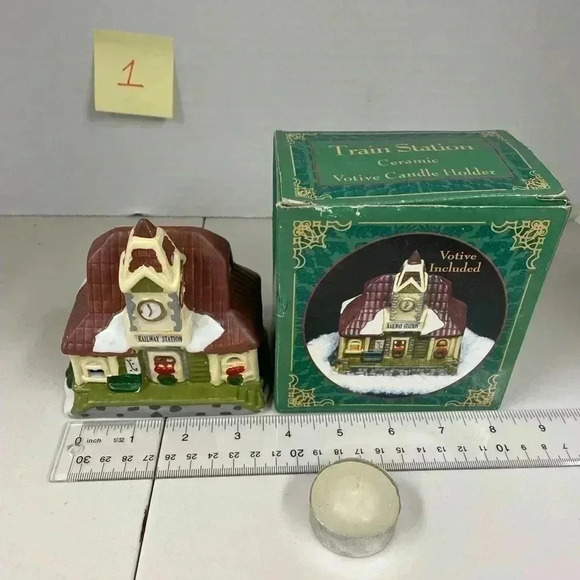 Giftco Inc Ceramic Train Station Votive Candle Holder - Picture 2 of 7